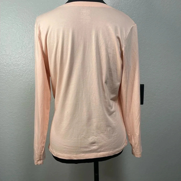 L.L. Bean Super Soft Cotton Faux Wrap Front Long Sleeve Top Size Large Petite - Picture 3 of 4